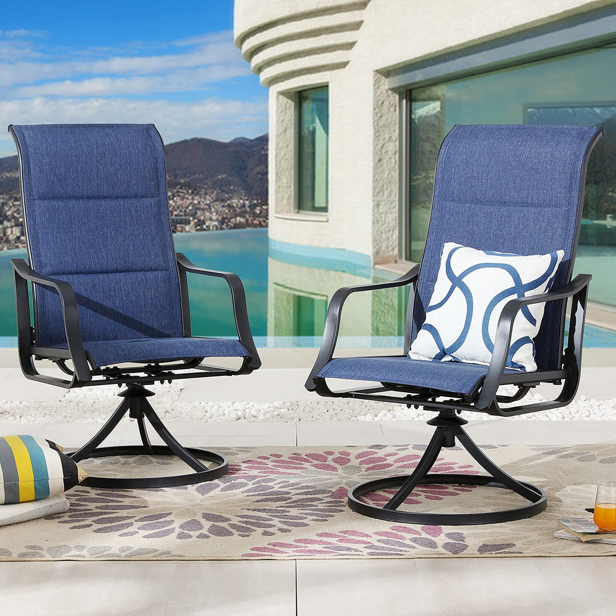 Patio Dining Chairs 2 Pieces Outdoor Metal Swivel Rocker Chair