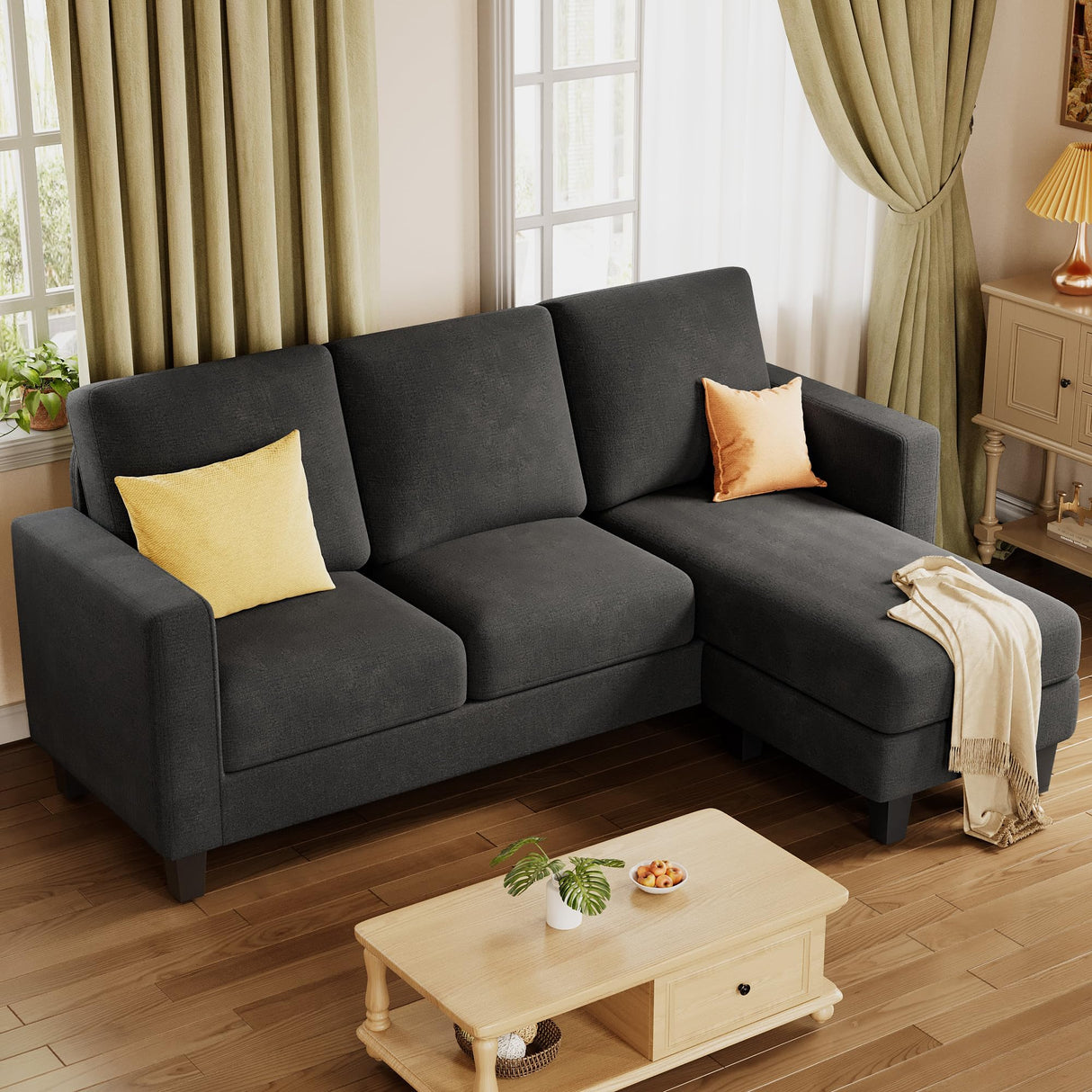 Convertible Sectional Sofa Couch,3 Seats L-Shaped Couch