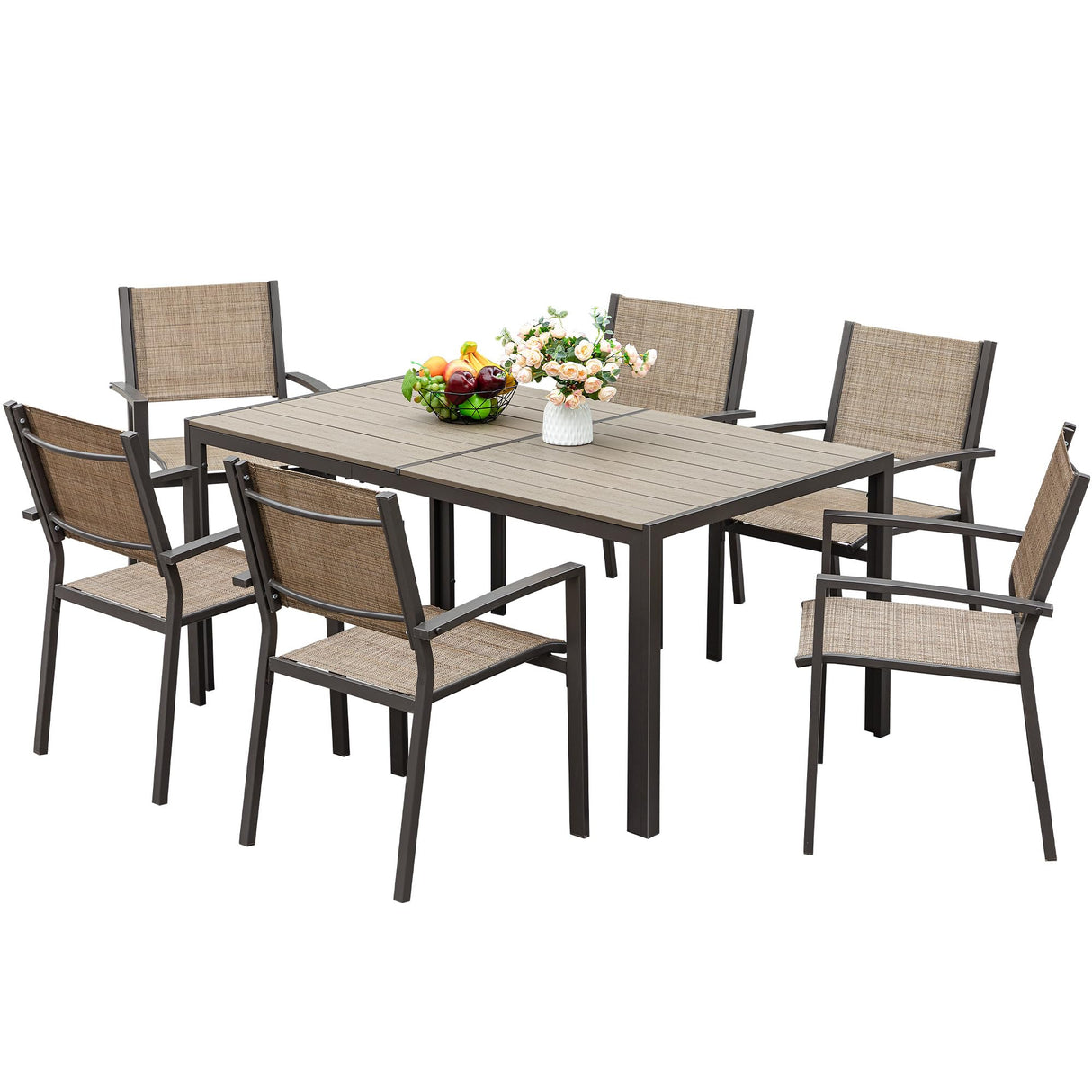 Outdoor Dining Set 7 Piece Patio Furniture Set with Weather Resistant