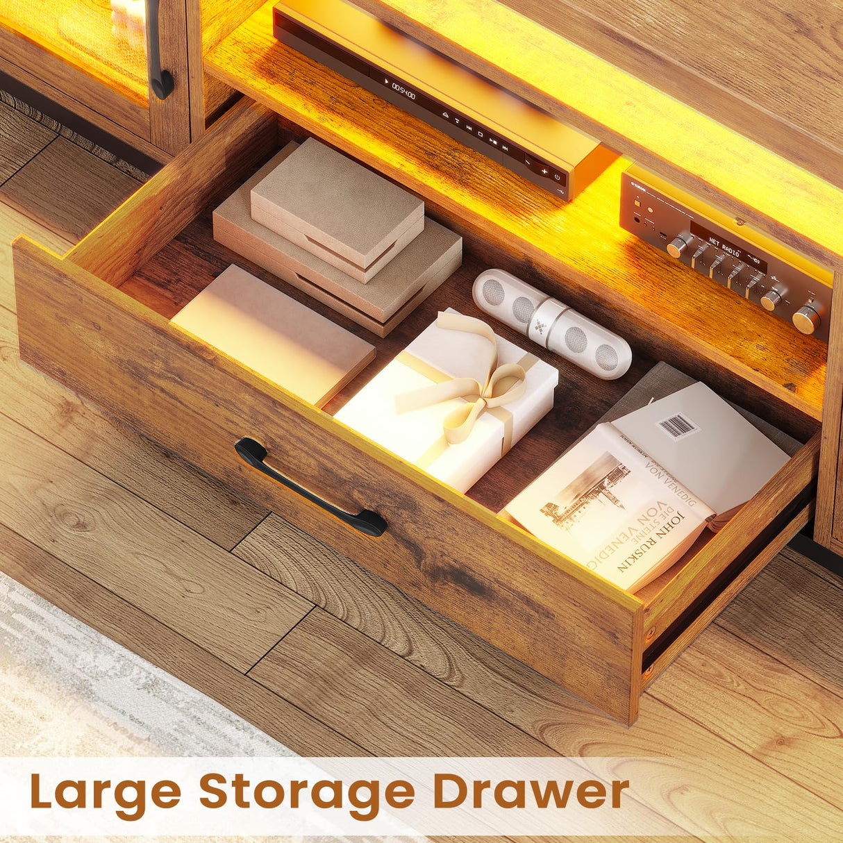 TV Stand for 55/60/65 Inch TV, Gaming Entertainment Center with Power