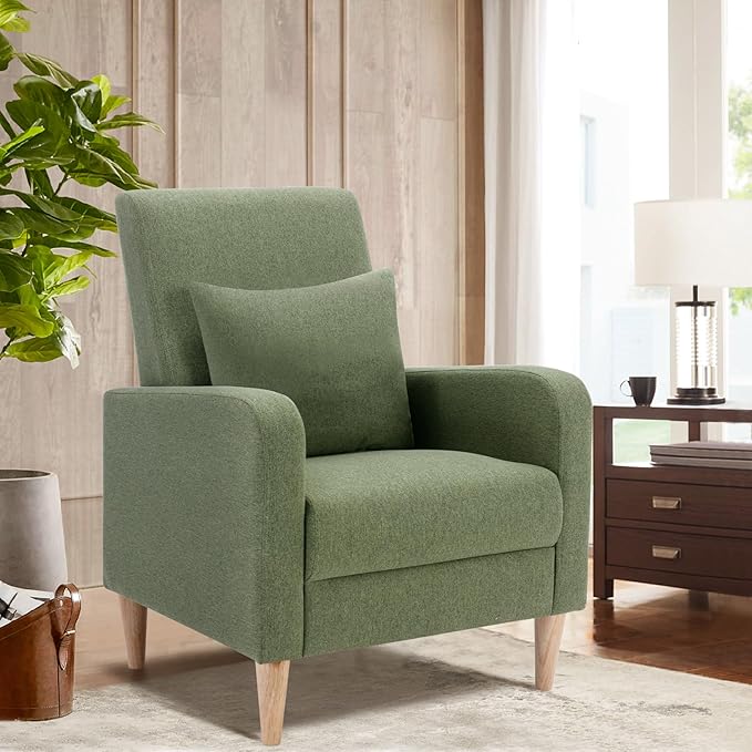 Modern Upholstered Accent Chair Armchair with Pillow, Fabric Reading Living Room