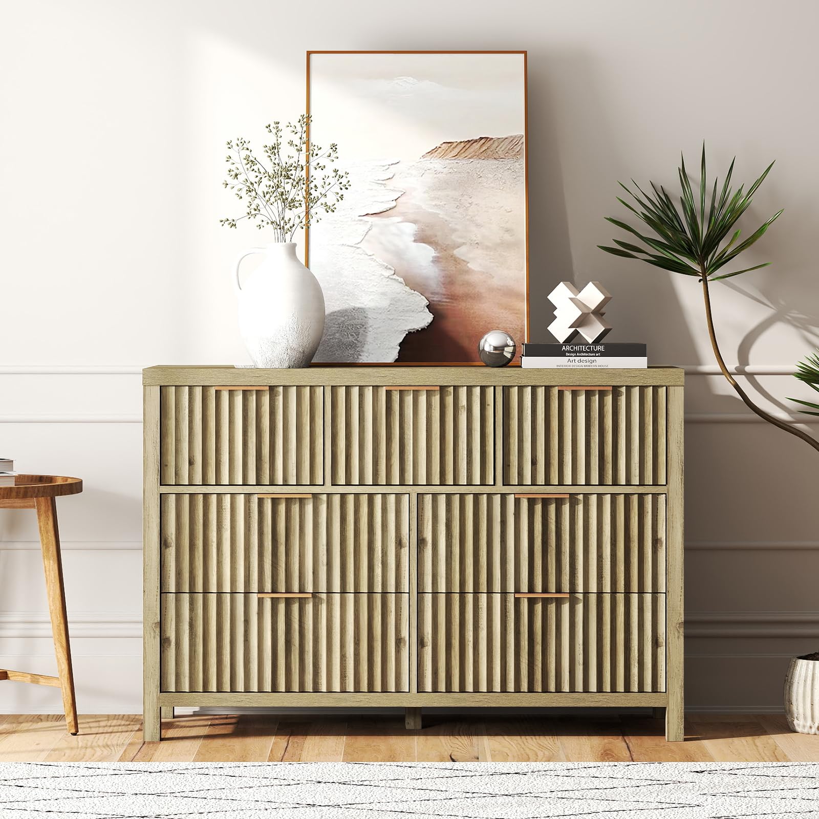 Dresser for Bedroom, 7 Drawer Fluted Dressers