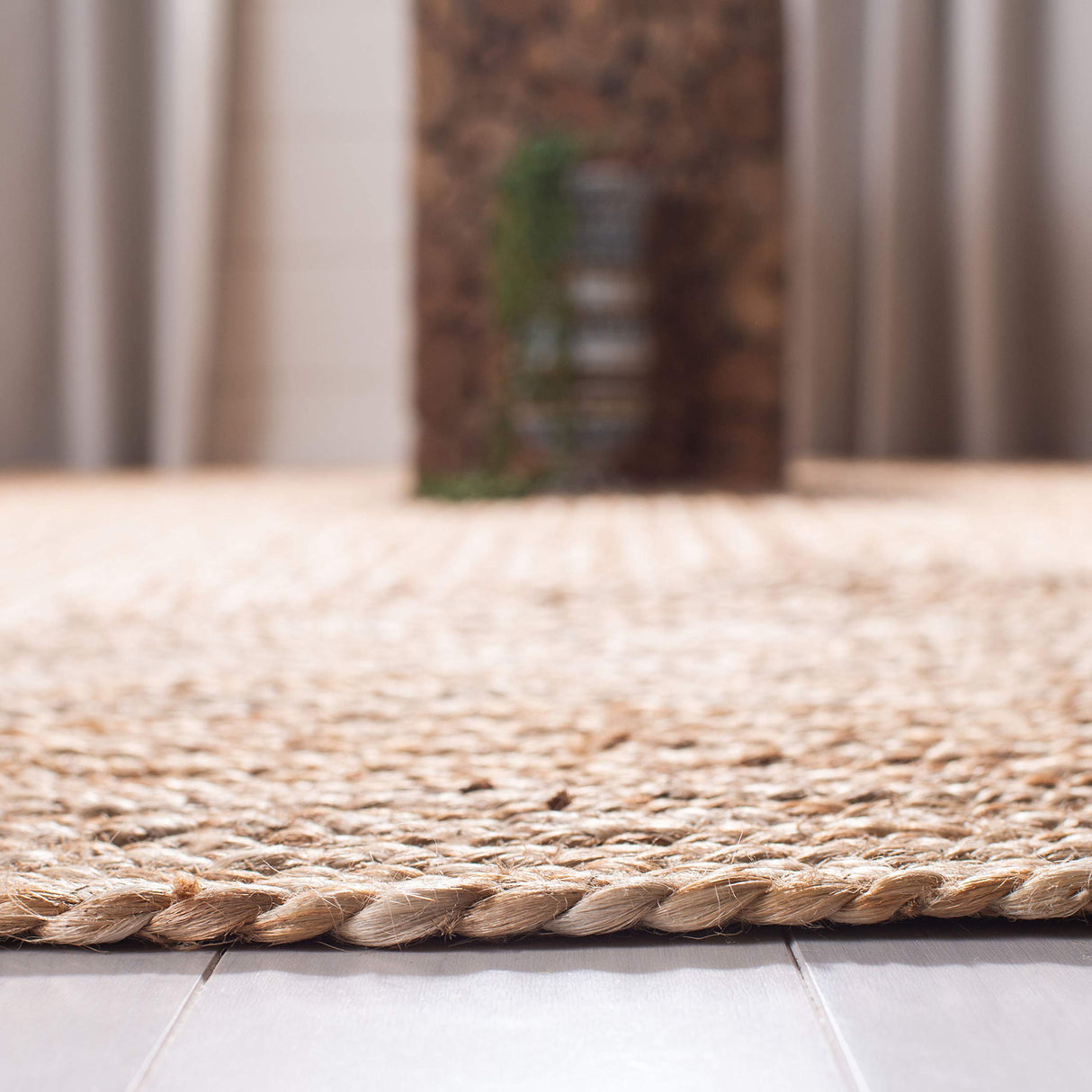 Cape Cod Collection Area Rug - 8' x 10', Natural, Handmade Flat Weave Jute, Ideal for High