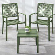 3-Piece Outdoor Bistro Set, Stackable Modern Steel Furniture for Porch, Garden w/ 2 Chairs