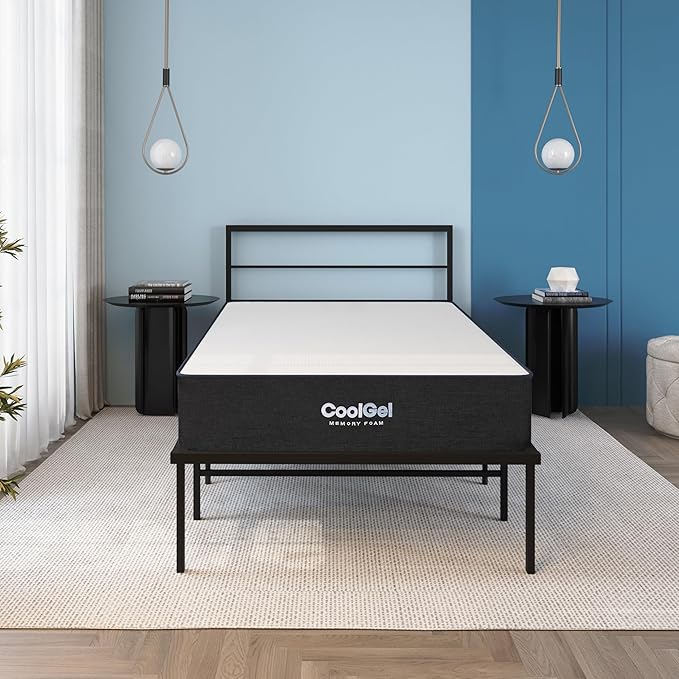 Hedva Metal Bed Frame with Mattress in a Box