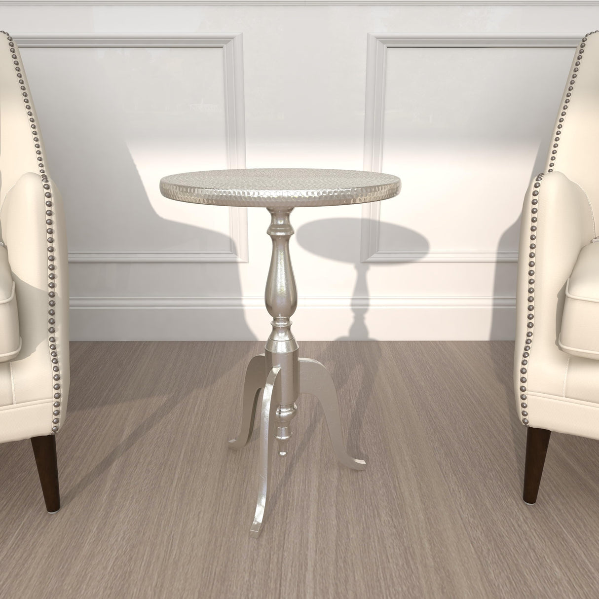 79 Aluminum Metal Side End Accent Table Small Turned End Table