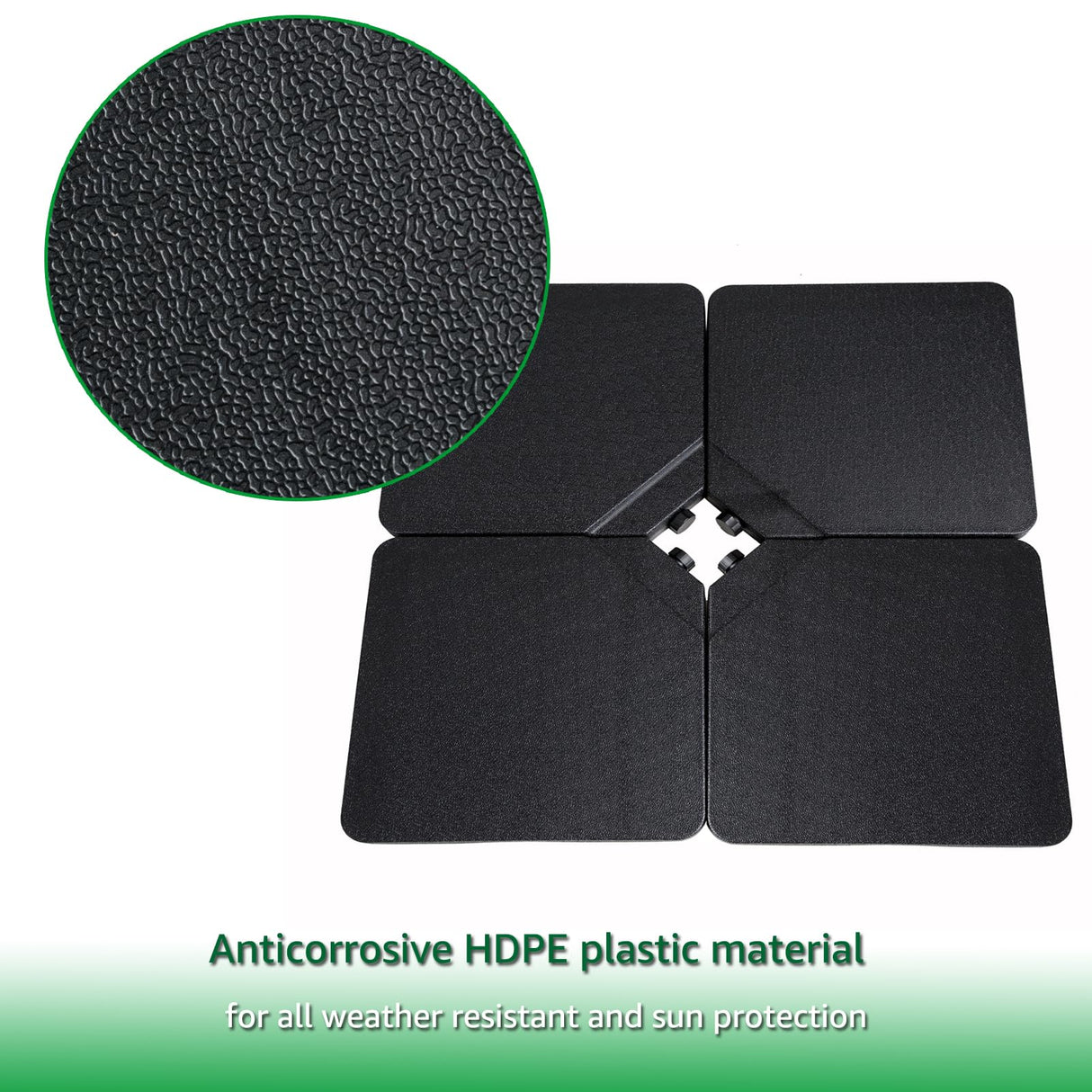 Helios&Hestia 4 Pcs Heavy Duty Water and Sand Fillable Patio Umbrella Base Stand, 255 lb Square Plastic Weight Set for Outdoor Cantilever Offset Umbrella, Black