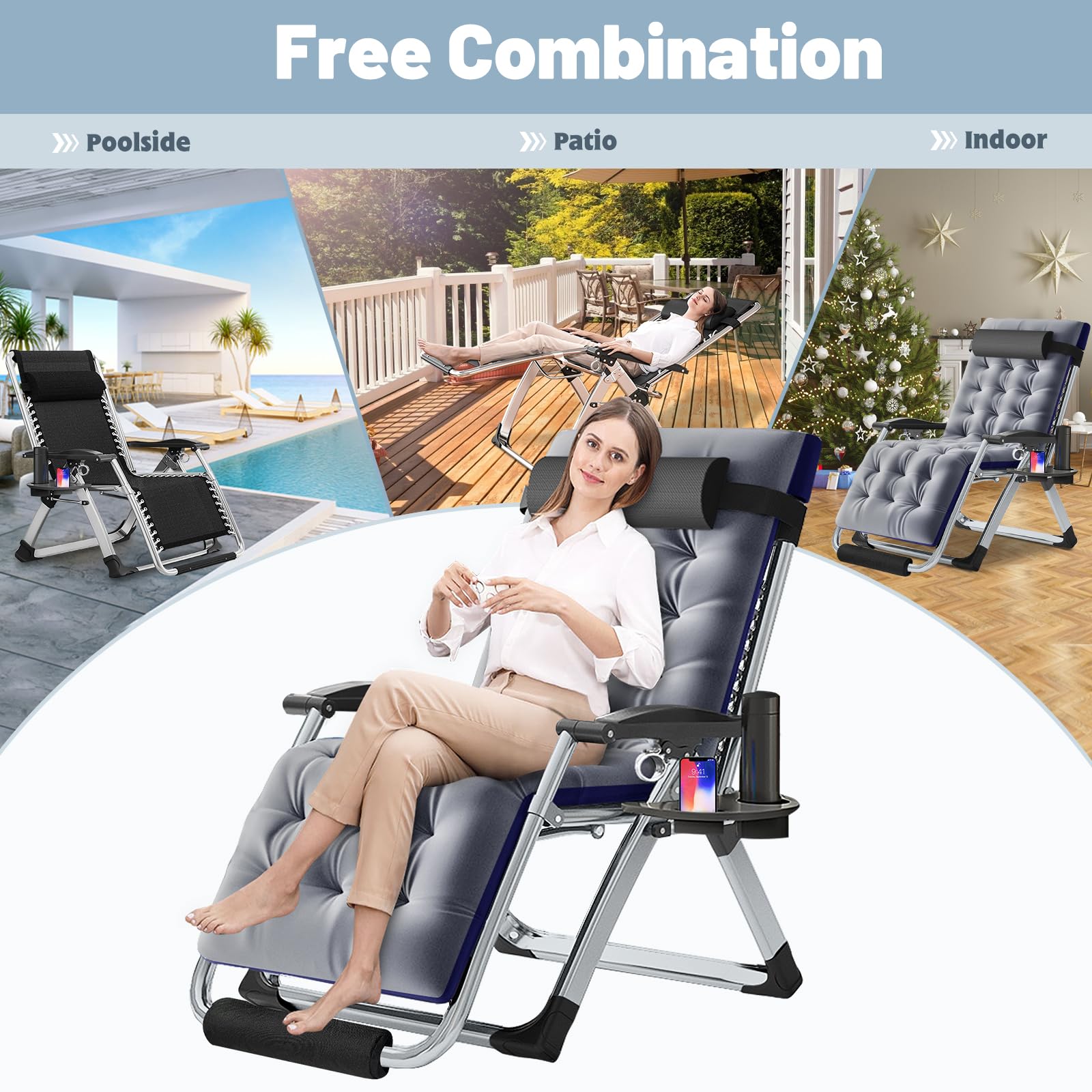 ZenFold Oversized Zero Gravity Recliner with Removable Soft Pad
