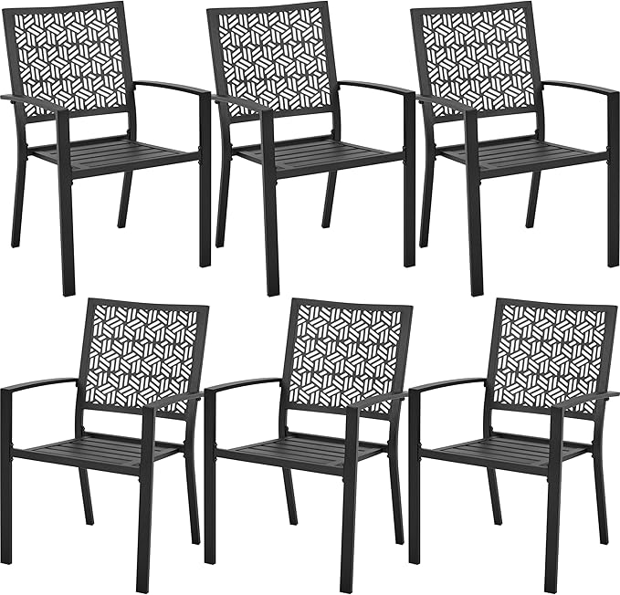 Outdoor Patio Dining Chairs Set of 2 with Armrests and Metal Frame