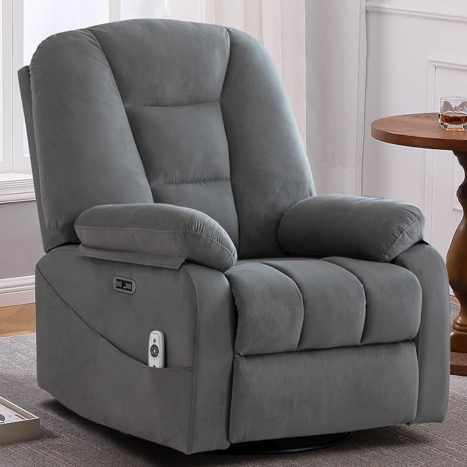 Sftaiyou LuxeGlide Power Swivel Recliner Chair with Massage
