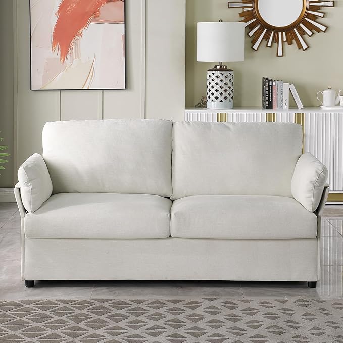 Loveseat Sofa, 70" Coffee Modern Sofa Couch, Chenille Fabric Comfy Couches