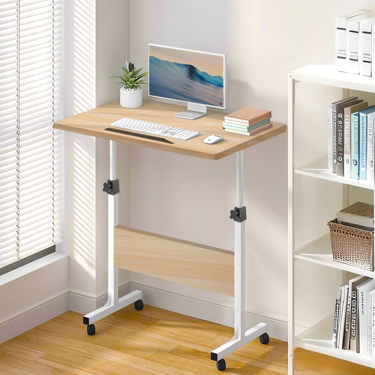 Small Standing Desk Adjustable Height Rolling Computer Desk Portable Laptop Desk