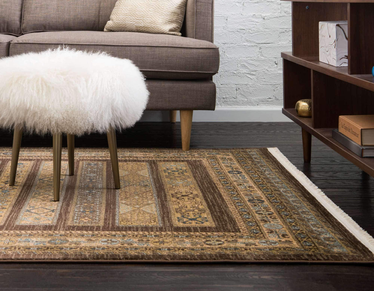 Fars Collection Area Rug - Pasadena (5' 1" x 8' Rectangle, Brown/ Light Brown)