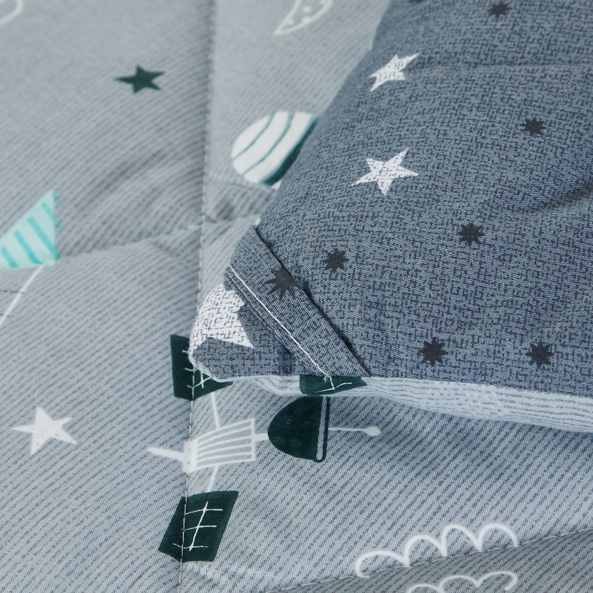 Kids Space Bedding Set Queen/Full - 100% Cotton Galaxy Comforter 3-Piece