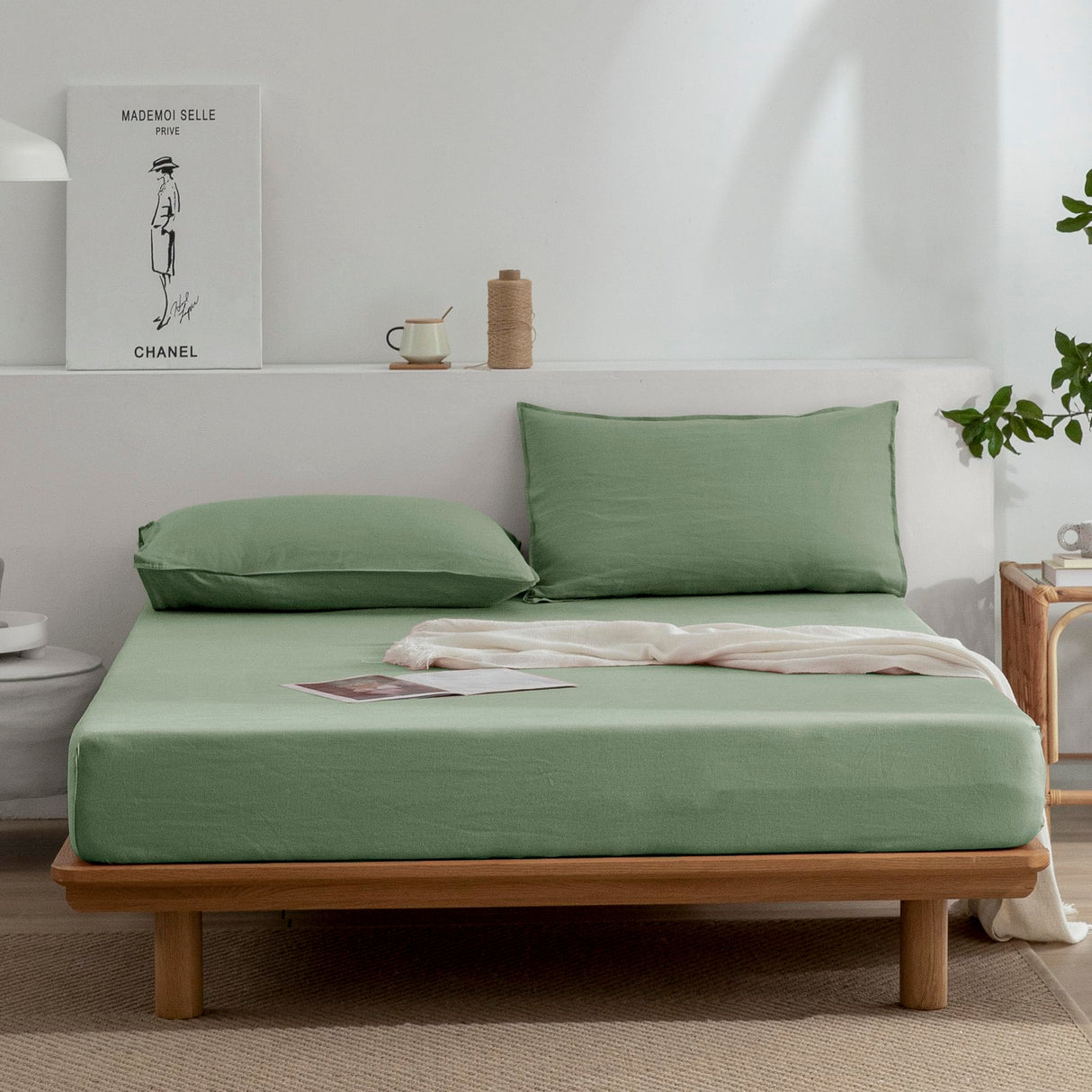 Linen Sheets Set King Size,100% French Stonewash Pure Linen Sheets Set,4Pieces