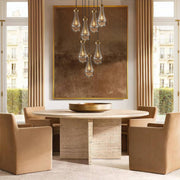 YUEXPAND H100'' High Ceiling Chandelier for Entryway,Modern Raindrop Chandeliers for Living Room,Brass 7 Light Adjustable Rope Teardrop Pendant Lights Kitchen Island for Hallway/Staircase