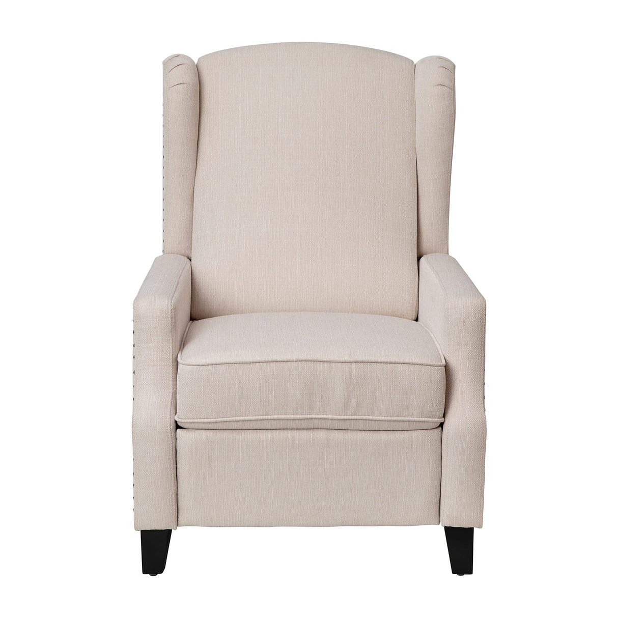 Prescott Polyester Fabric Upholstered Slim Wingback Recliner, Modern Pushback Recliner