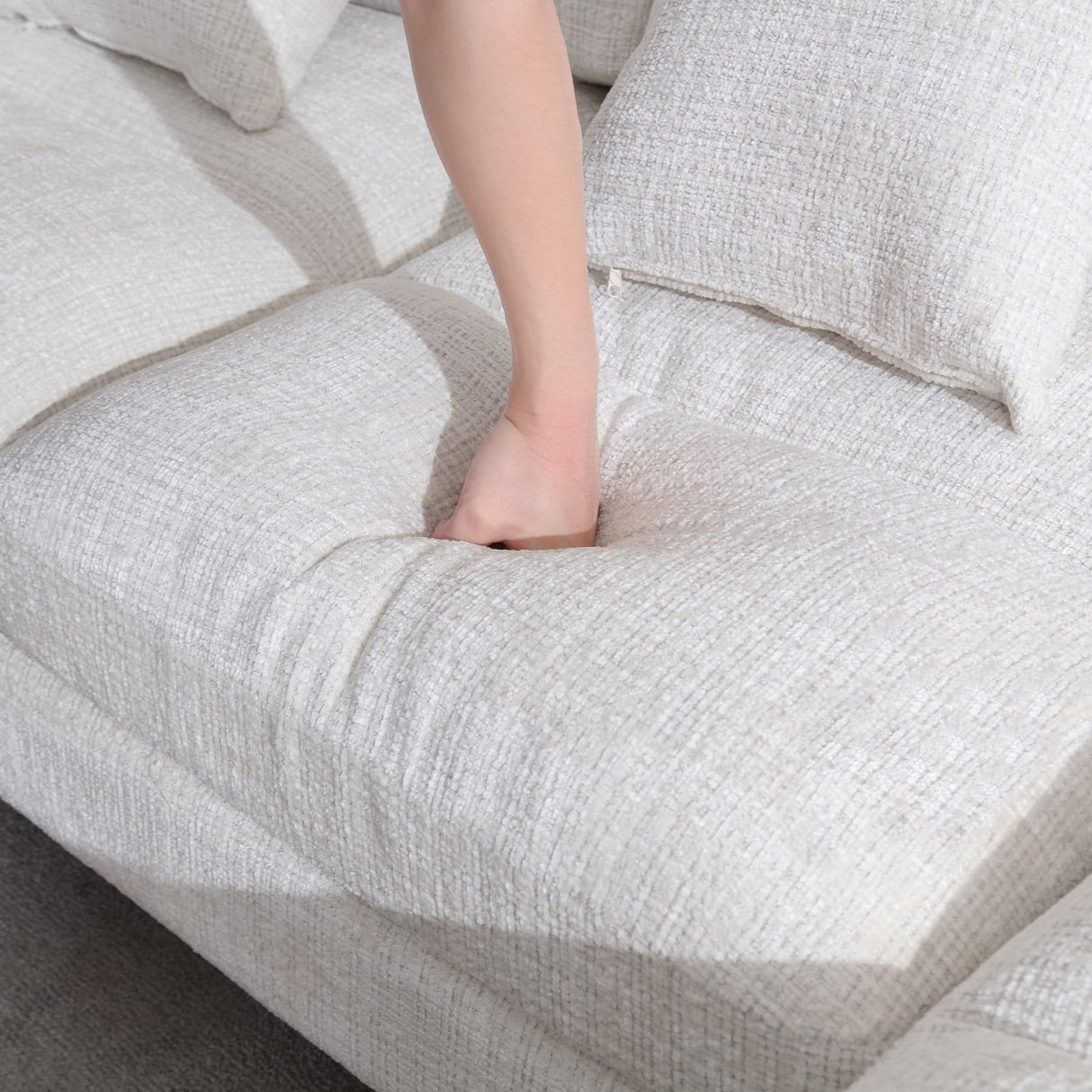 U Shaped Couch Sofa, Big Deep Seat Sectional Couch with 4 Throw Pillows