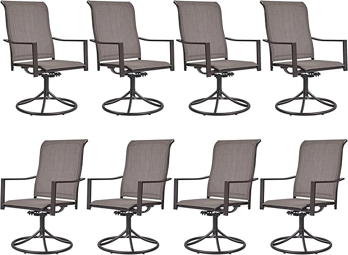 Outdoor Patio Swivel Chairs, Set of 4 Rocker Dining Chairs with Texteline Fabric