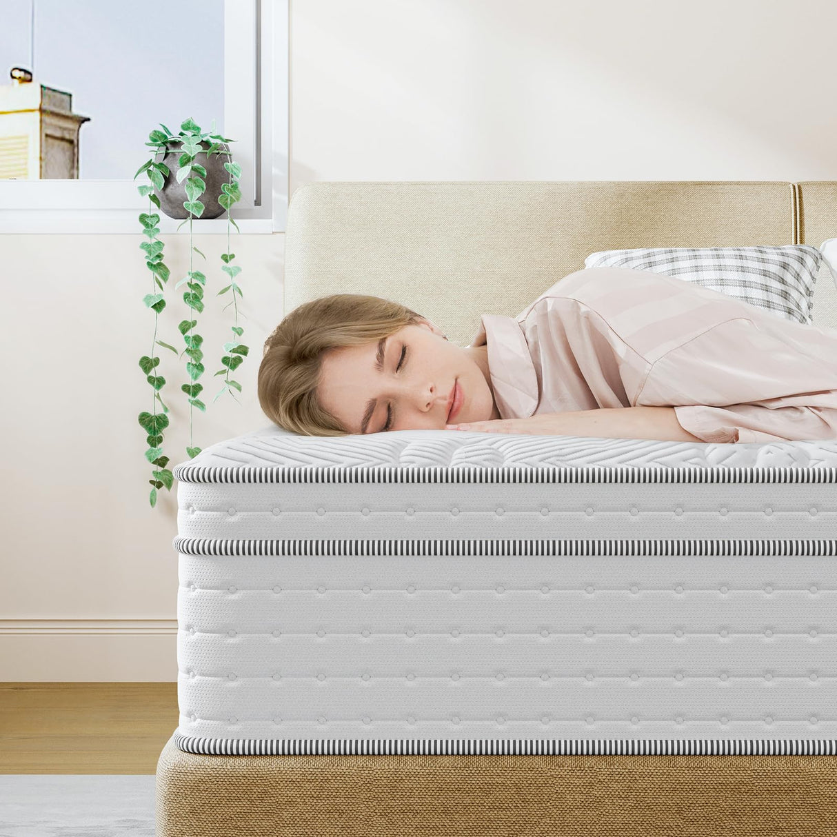 Mattress, 14 inch Soft Hybrid Mattress with Individual Pocket Spring