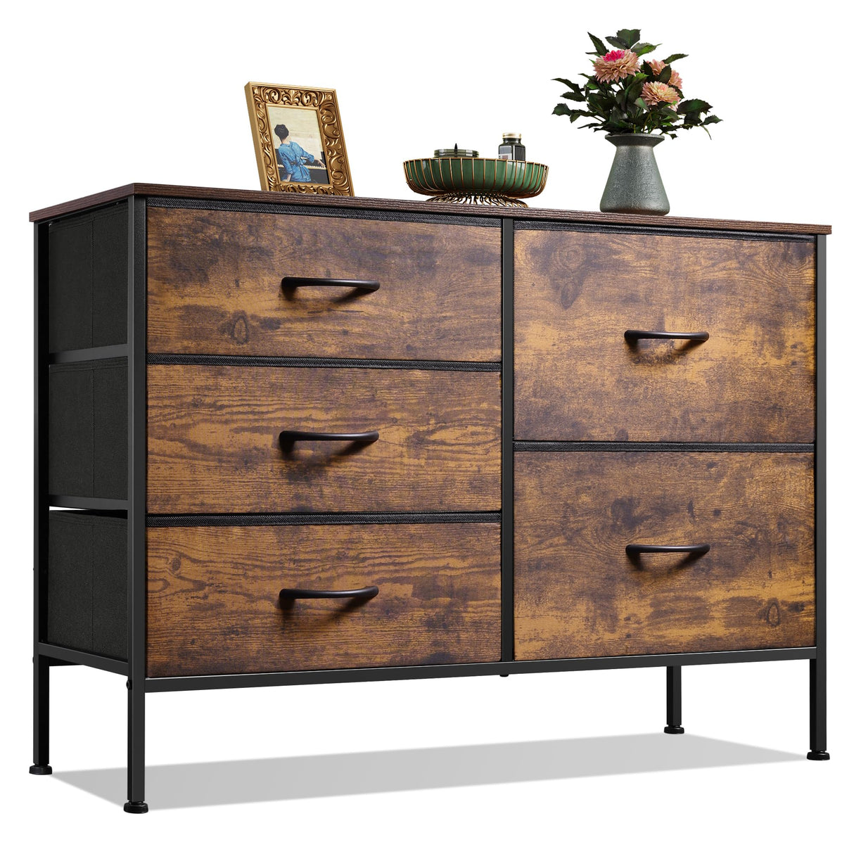 Dresser for Bedroom with 5 Drawers, Wide Bedroom Dresser with Drawer Organizers