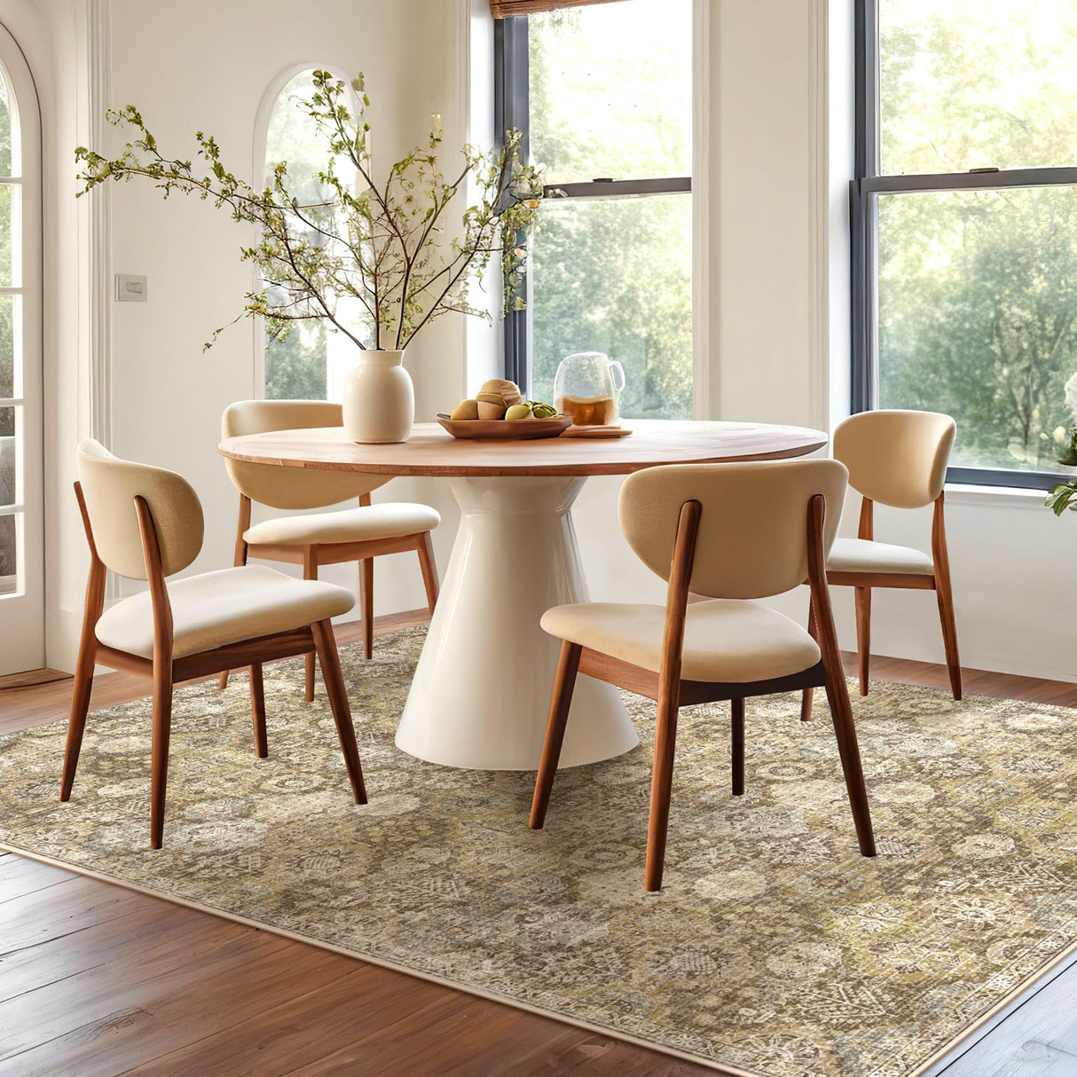 Moroccan 8x10 Area Rugs, Oriental Rug for Living Room, Non Slip Foldable Washable