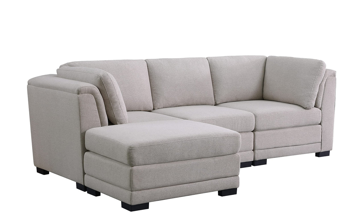 Modular Sectional Sofa with Ottoman, Reversible L-Shaped Couch W/Removable Cushions
