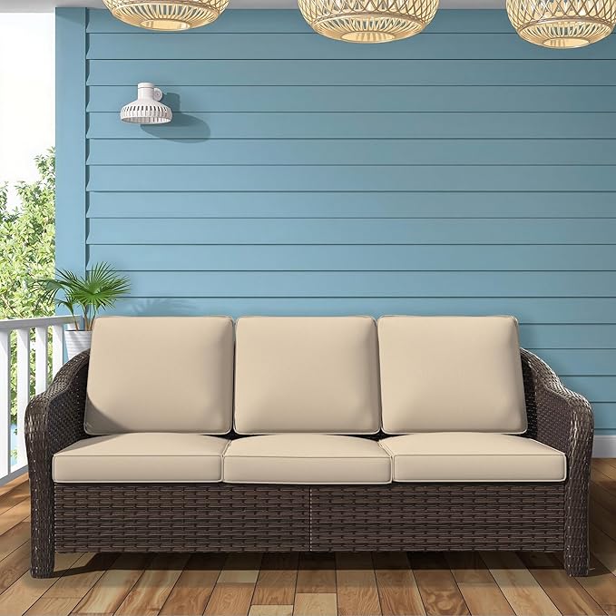 4 Pieces Outdoor Patio Conversation Furniture Set - 55" PE Rattan Sofa | Coffee Table