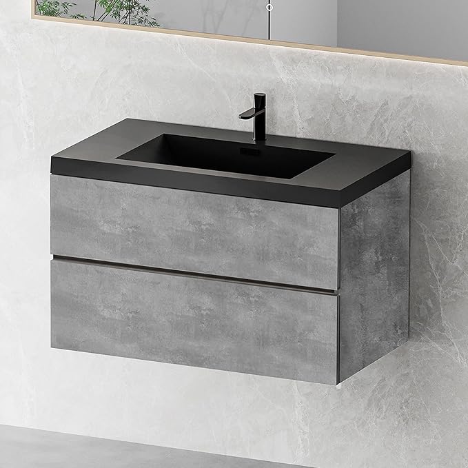 36" Bathroom Vanity with Sink, Wall Mounted Bathroom Vanity Cabinet