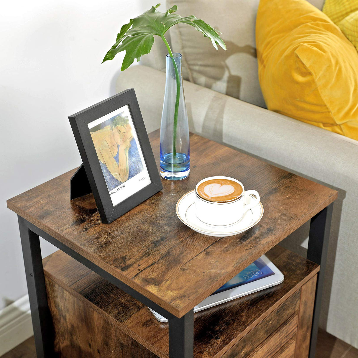 Nightstand, End Table with Open Shelf