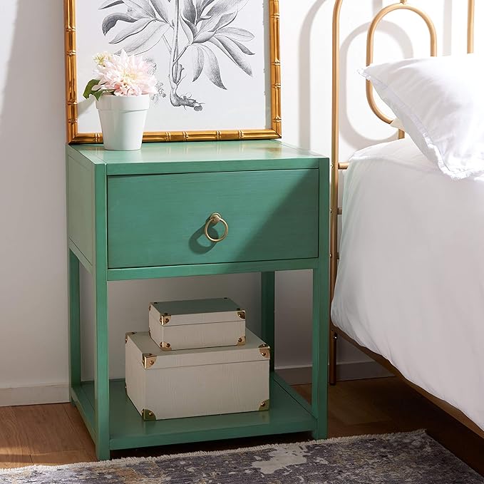 Home Collection Yudi Navy and Gold 1-Drawer Nightstand