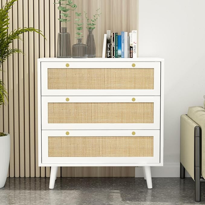 White Dresser for Bedroom with 3 Drawers