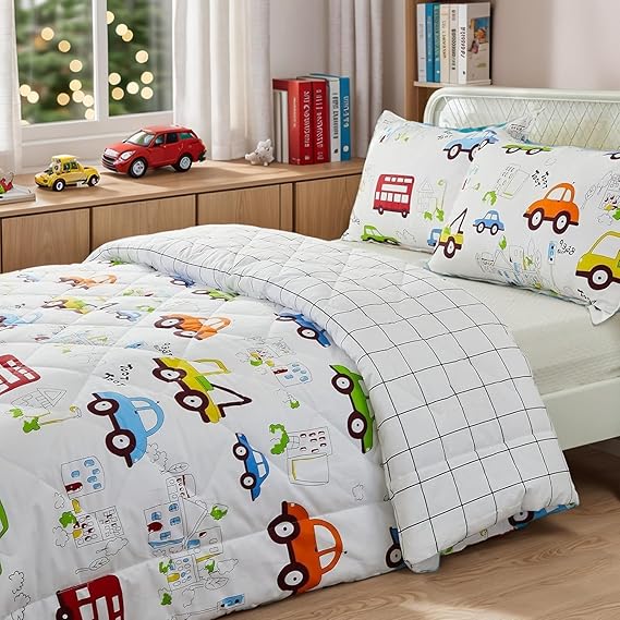 Kids Space Bedding Set Queen/Full - 100% Cotton Galaxy Comforter 3-Piece