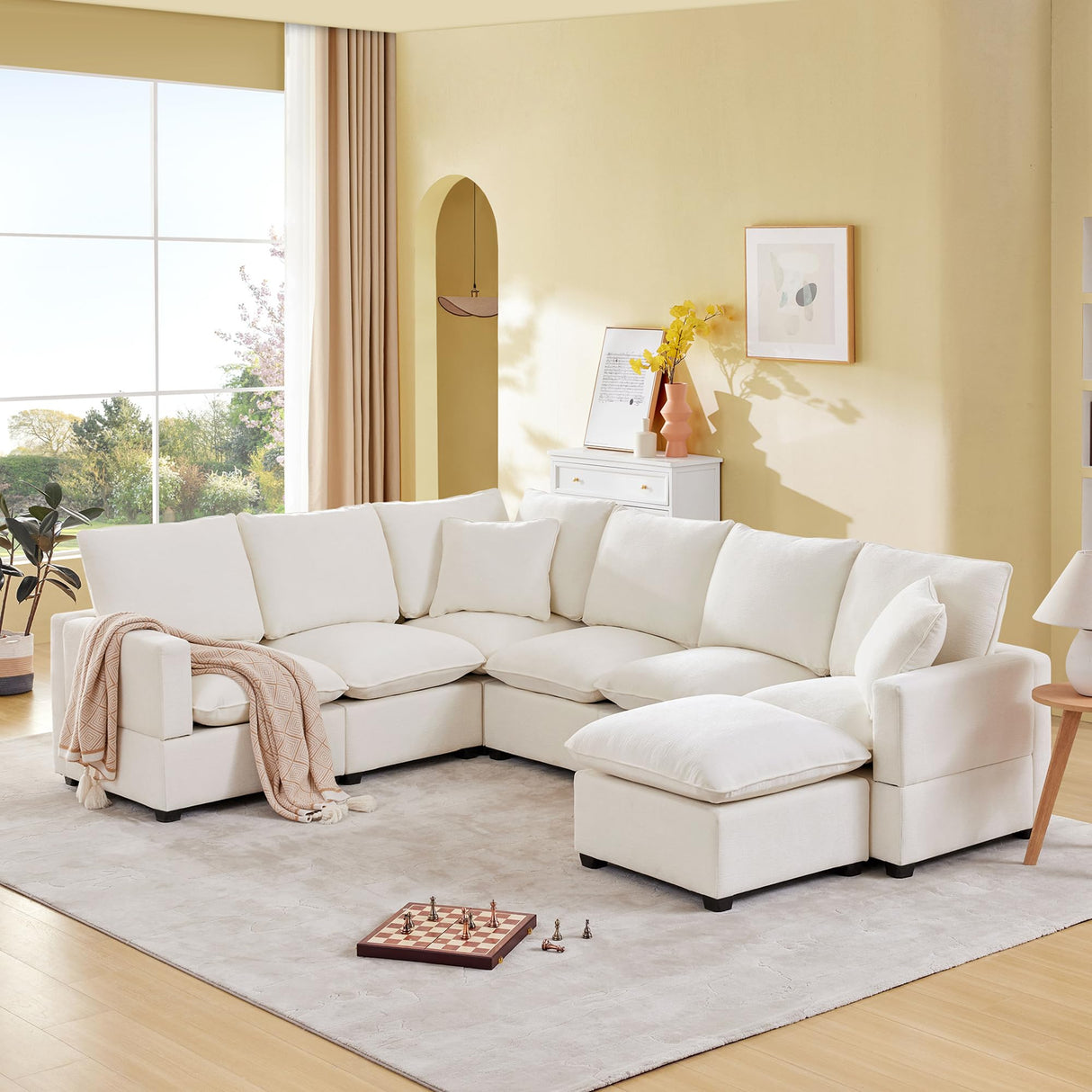Modern Large Sectional Sofa, U-Shaped Sectional Sofa