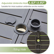 7-Piece Outdoor Patio Dining Set - 6 Stackable Texlin Sling Chairs & 63" Rustproof Steel Table, Weatherproof Low-Maintenance Furniture for Backyard/Balcony/Poolside, Includes 1.57"-1.97" Umbrella Hole