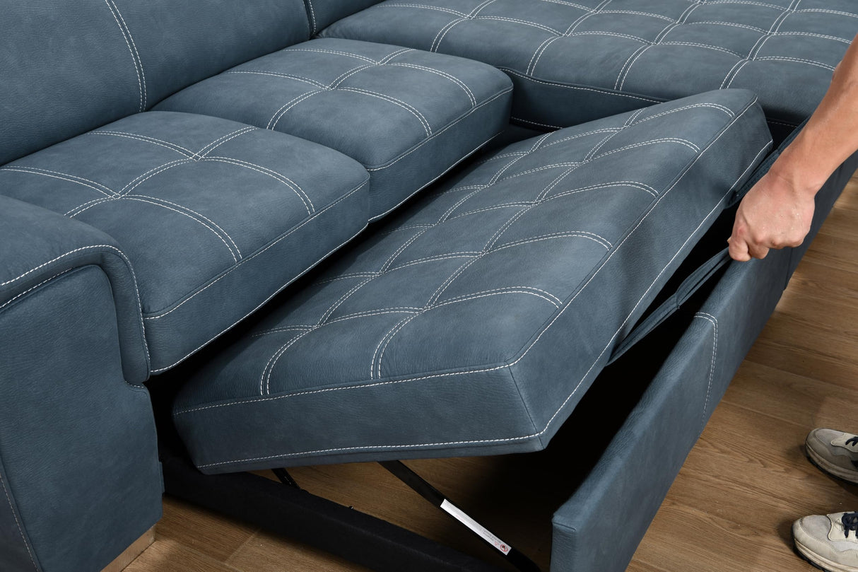 98'' Microfiber L-Shape Sectional Sleeper Couch with Pull-Out Bed, 4-Seater Sofa