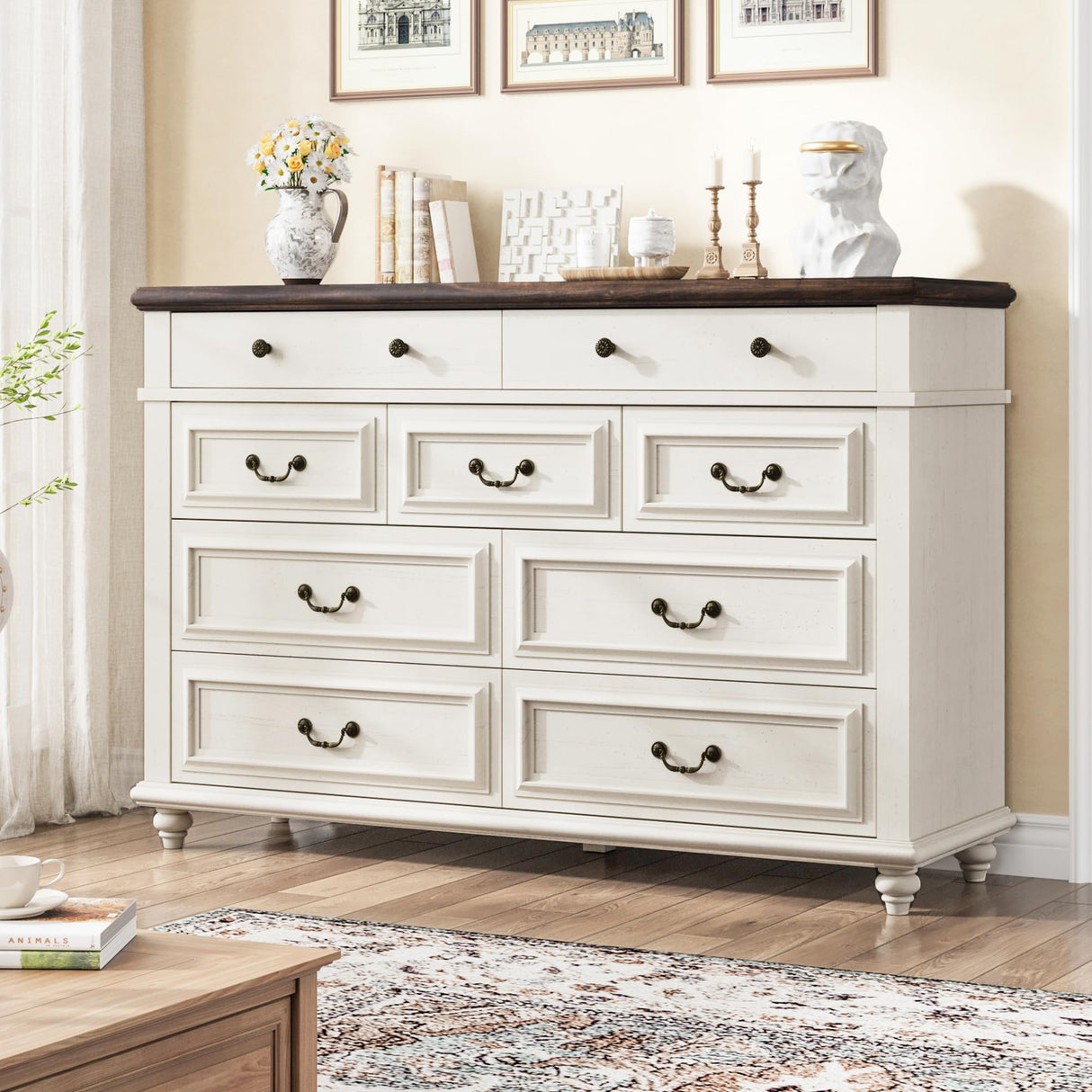 Farmhouse Dresser for Bedroom 9 Drawer Dresser