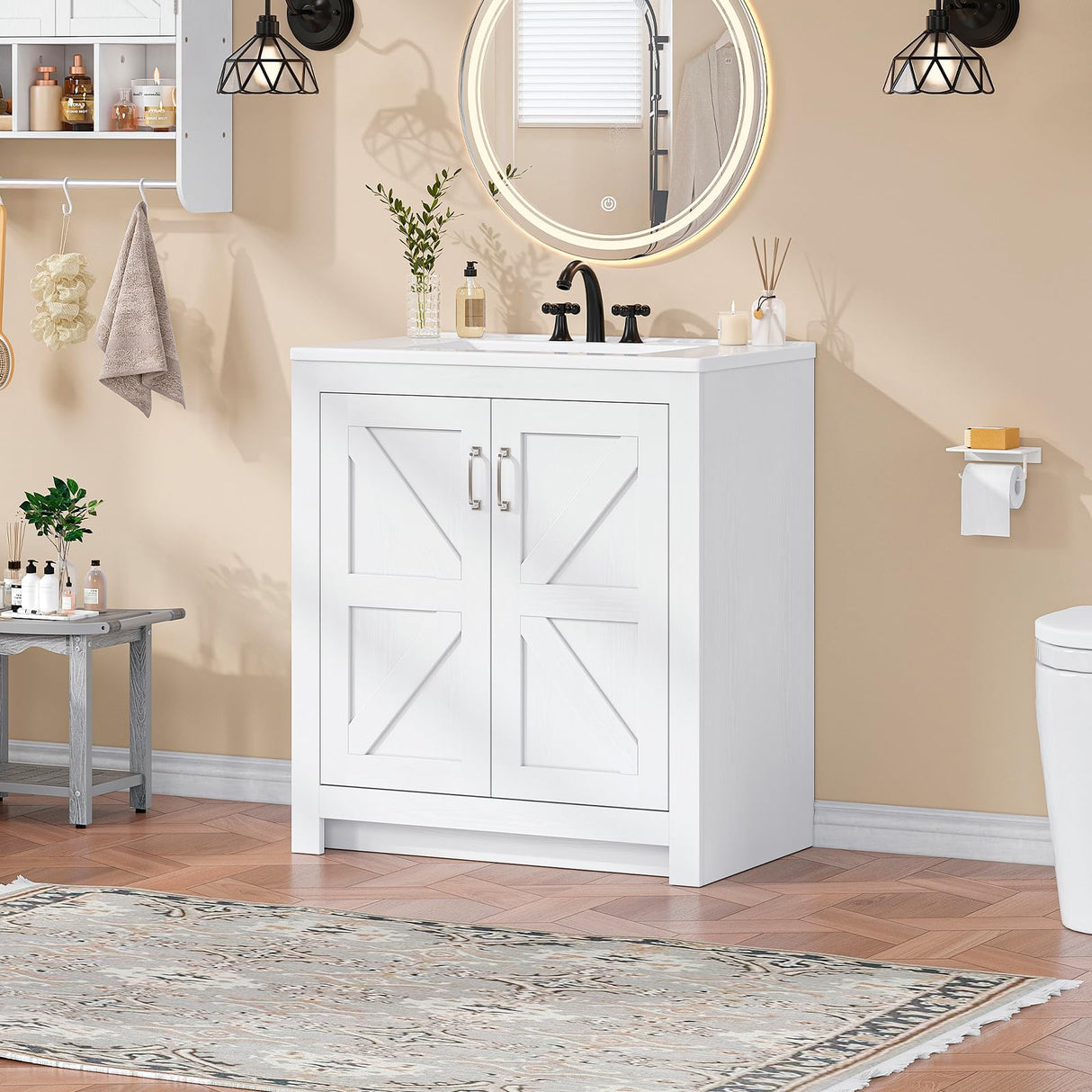 Farmhouse Bathroom Vanity with Sink, Freestanding Bathroom Vanities