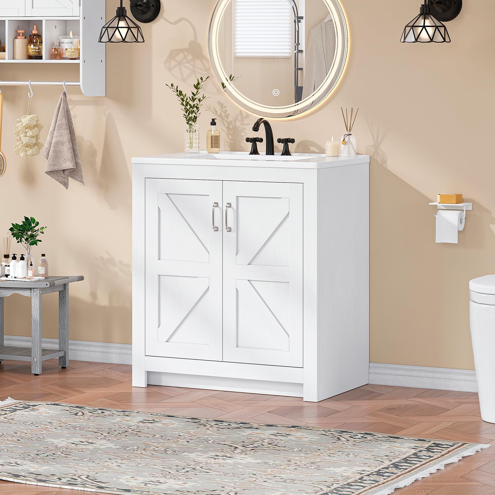 Farmhouse Bathroom Vanity with Sink, Freestanding Bathroom Vanities