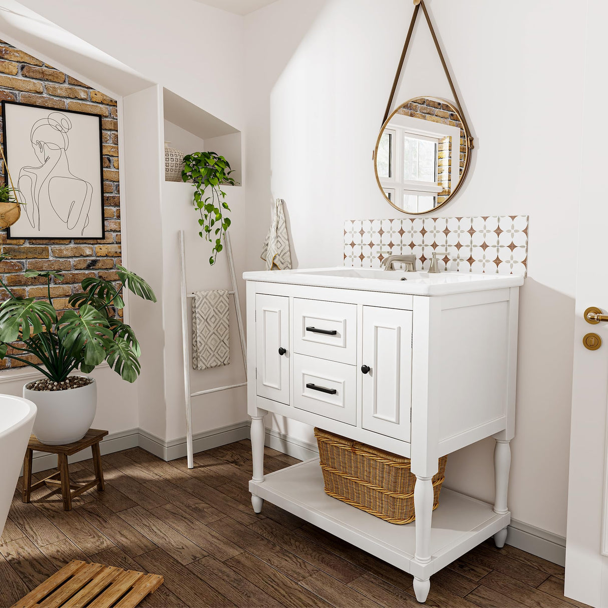 Bathroom Vanity with Sink, 30" Vanity with Storage, Modern Bathroom Sink Cabinet