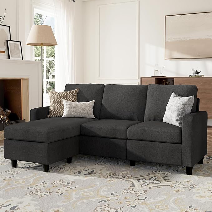 Convertible Sectional Sofa, L Shaped Couch with Linen Fabric