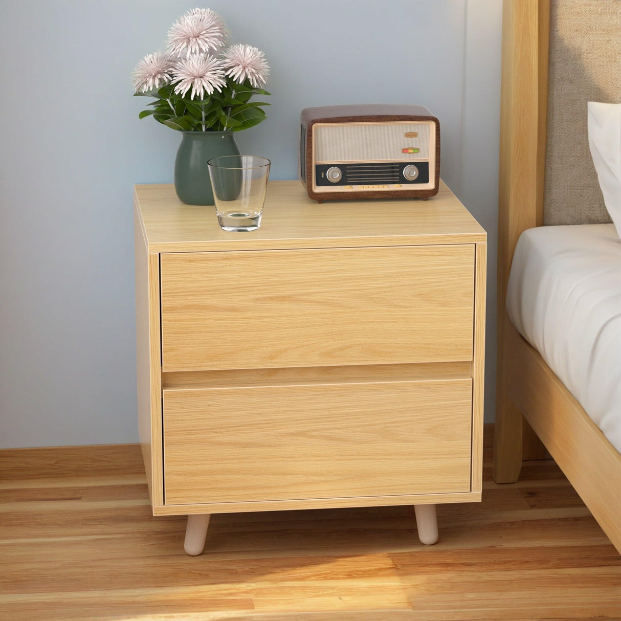 Nightstand with 2 Drawer, Bed Side Tables