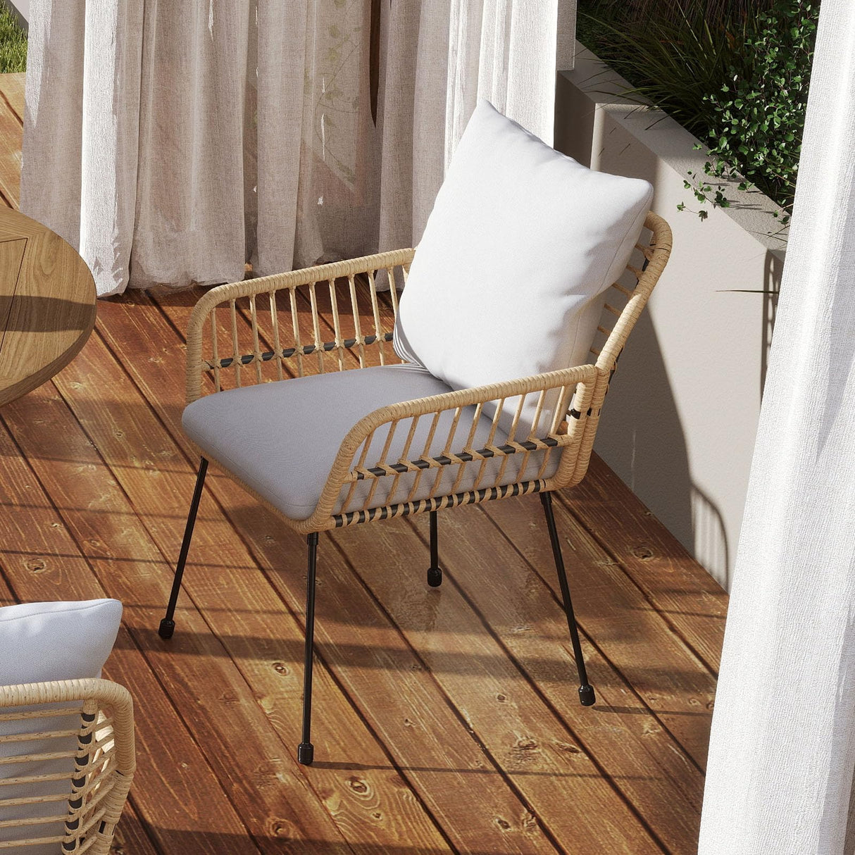 3 Pieces Outdoor Bistro Set, Bistro Set Outdoor with Glass Top Table