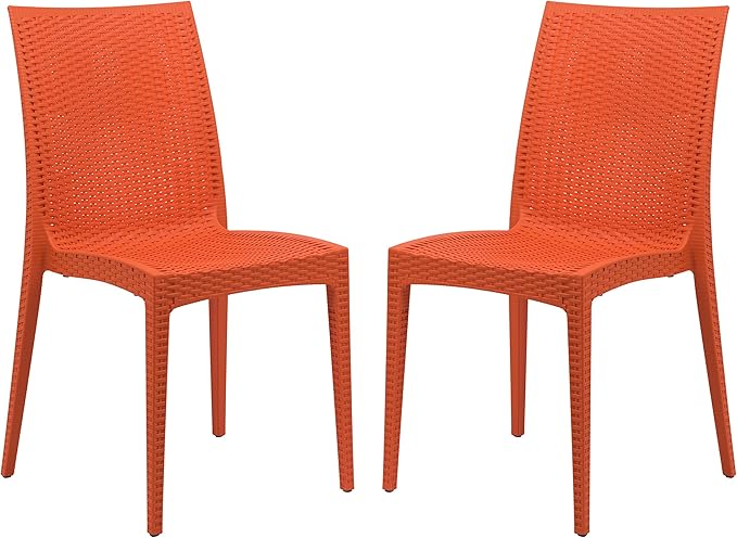 Modern Weave Design Mace Indoor/Outdoor Dining Chair (Set of 2), Black