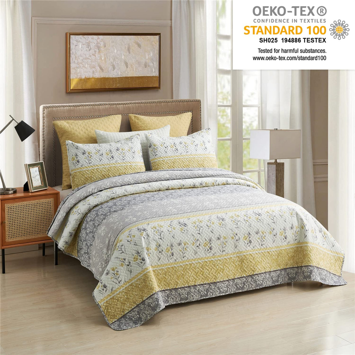 Queen Quilt Set, 3-Piece Queen Size Quilt Sets with 2 Pillow Shams