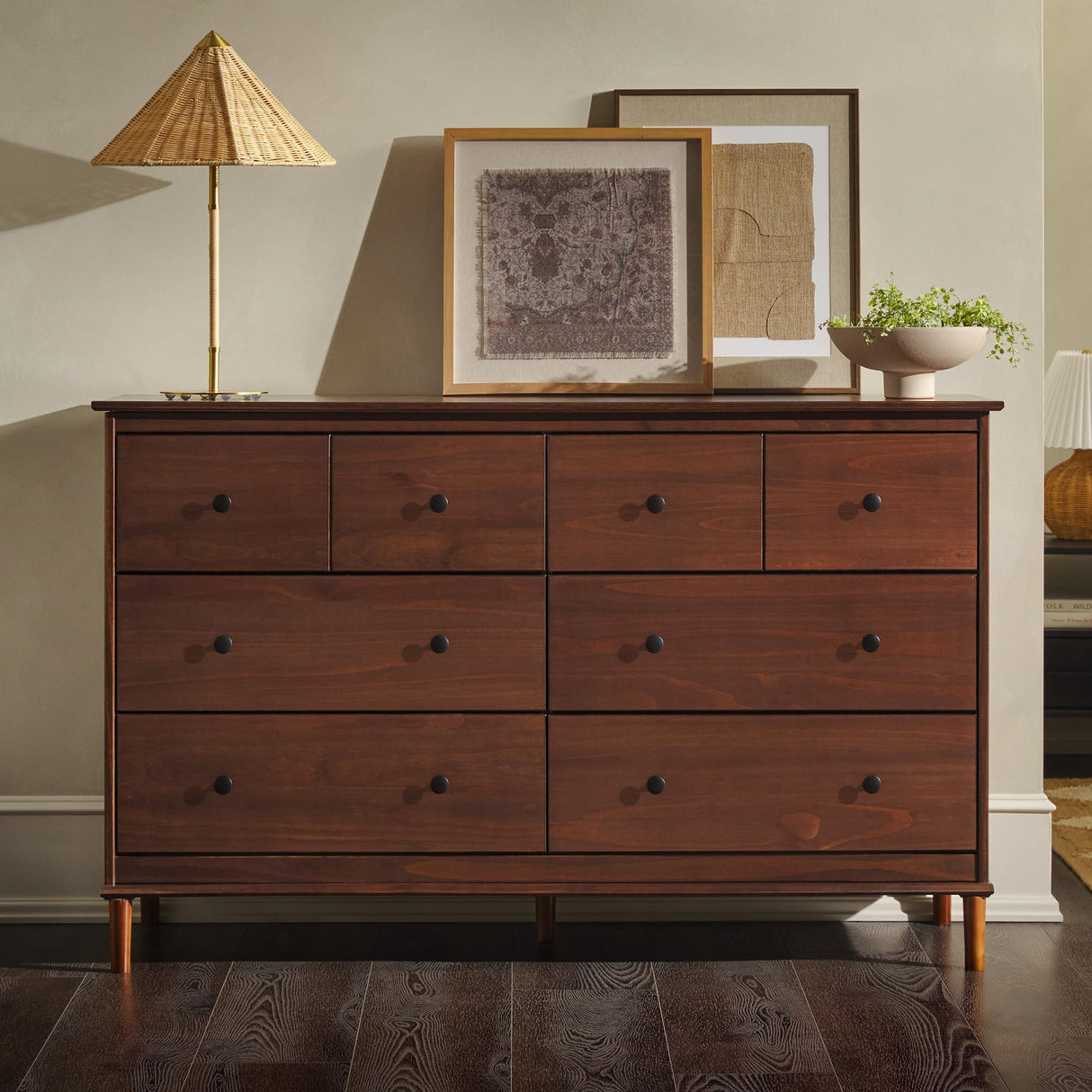 Modern 6-Drawer Solid Wood Dresser Bedroom Storage