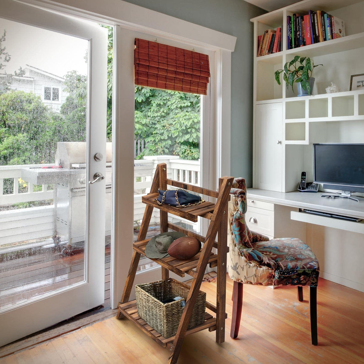 Folding Plant Stand Wooden Foldable Plant Shelf 3-Tier Flower Pot Stand Plants