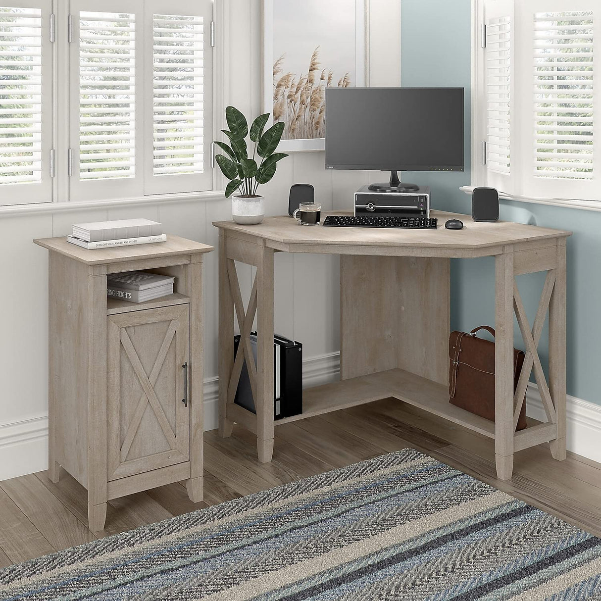 Key West Small Corner Desk in Washed Gray