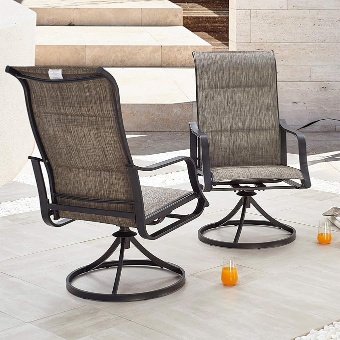 Patio Dining Chairs Textilene Outdoor High Back Swivel Rocker Set