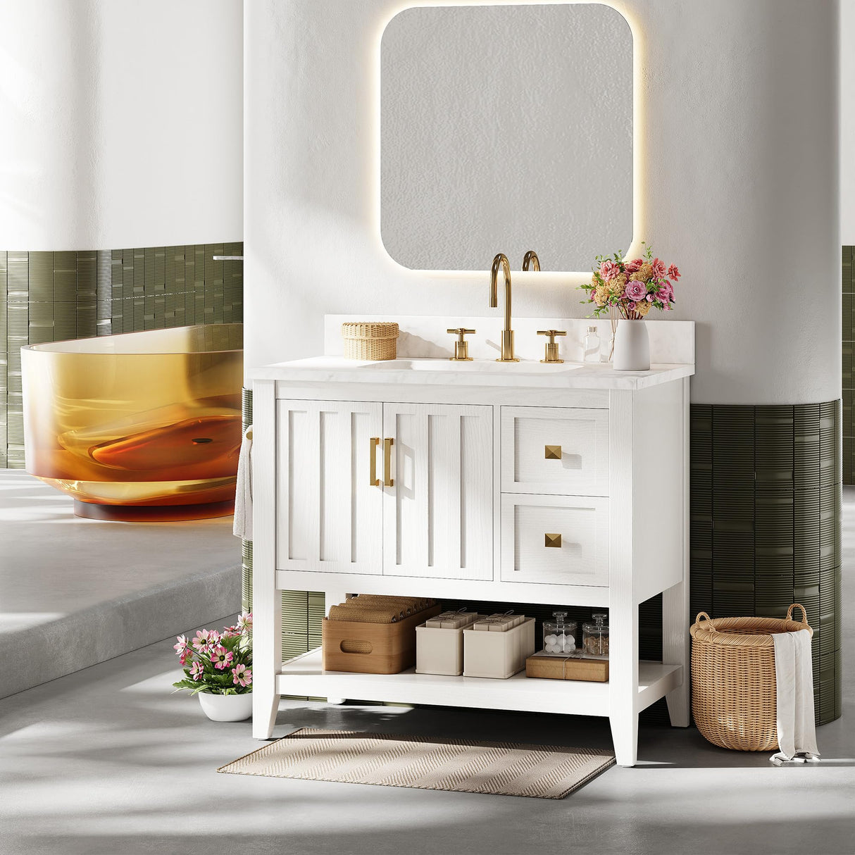 30" Bathroom Vanity with Sink, Farmhouse Bathroom Cabinet, Bathroom Vanity Set